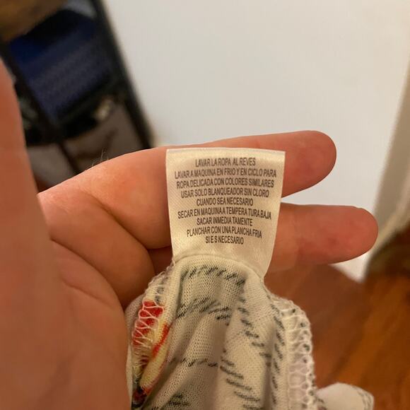 French Laundry Striped Floral Spring Ivory Button Front Long Sleeve Top Small - Picture 11 of 13